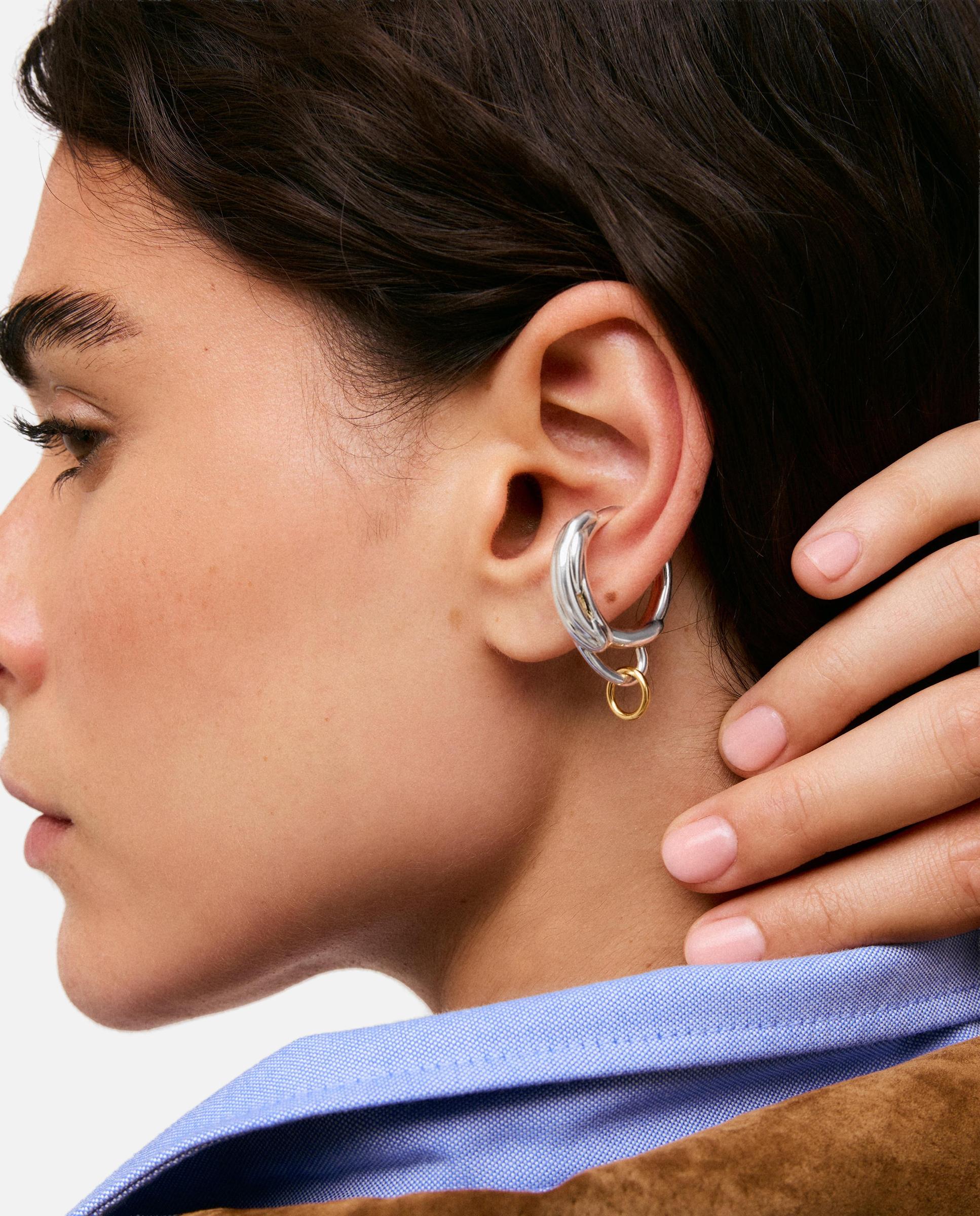 Brinco Individual Earcuff com Banho de Ouro 18 Kt Tous Lia Bicolor-5