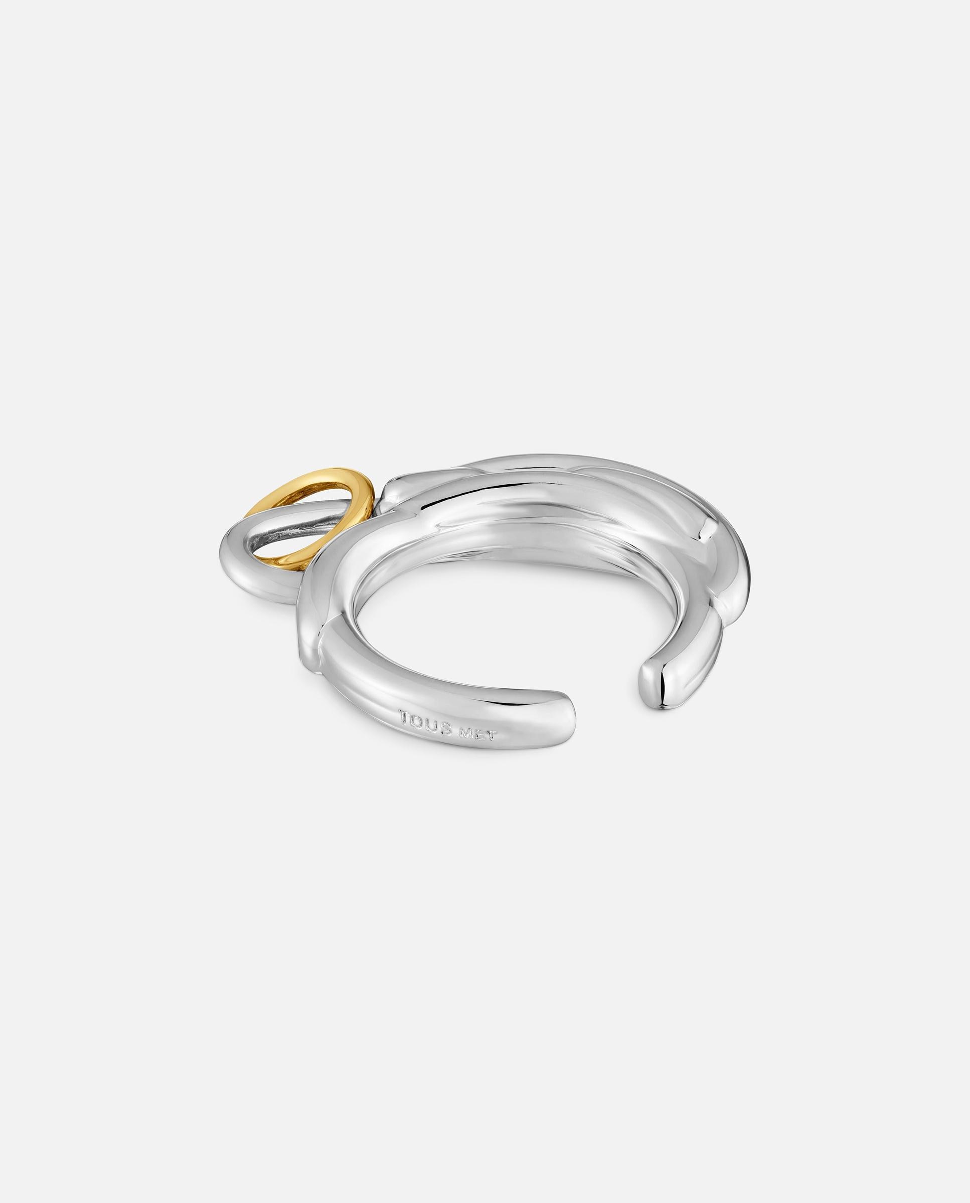 Anel Aberto com Banho de Ouro 18 Kt Tous Lia Bicolor-3