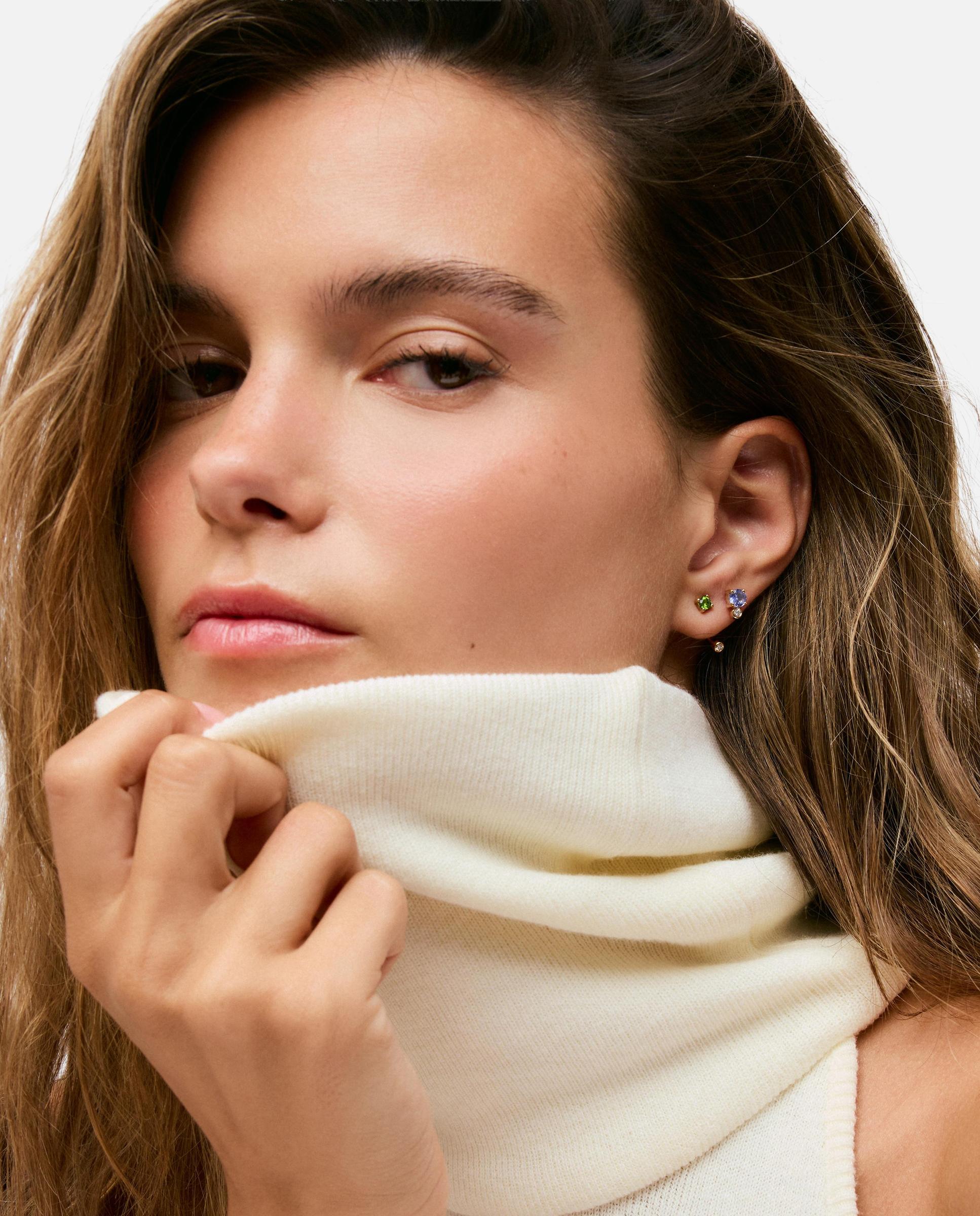 Brincos de Ouro 9 Kt com Diamantes e Tanzanitas Tous Bucle Multicolor-5