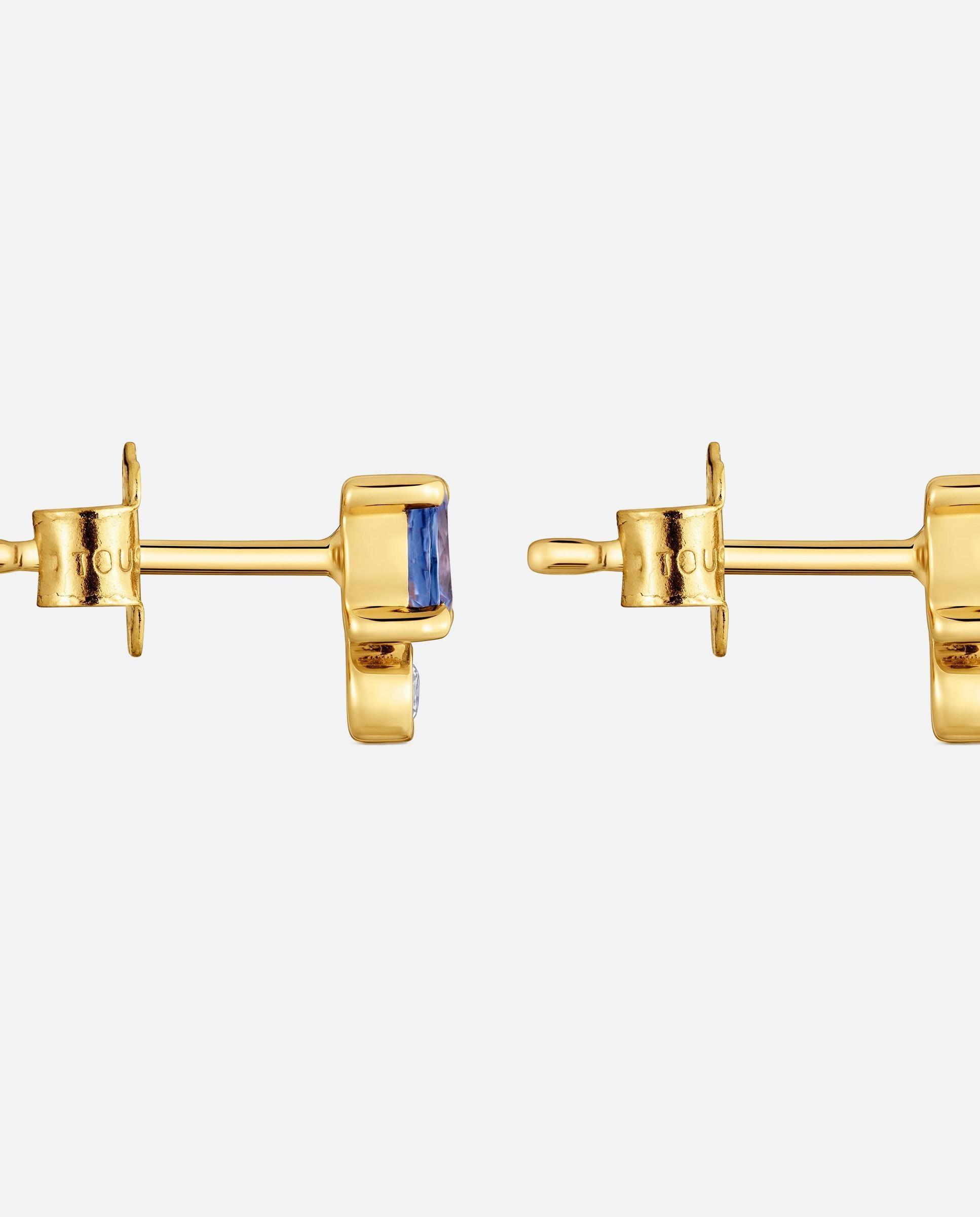 Brincos de Ouro 9 Kt com Diamantes e Tanzanitas Tous Bucle Multicolor-2