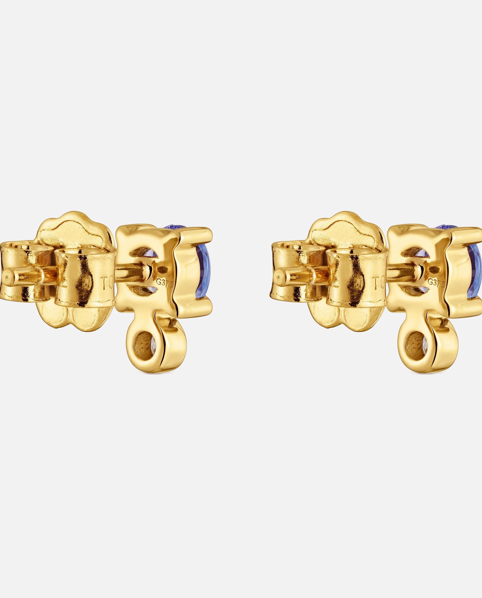 Brincos de Ouro 9 Kt com Diamantes e Tanzanitas Tous Bucle Multicolor-3