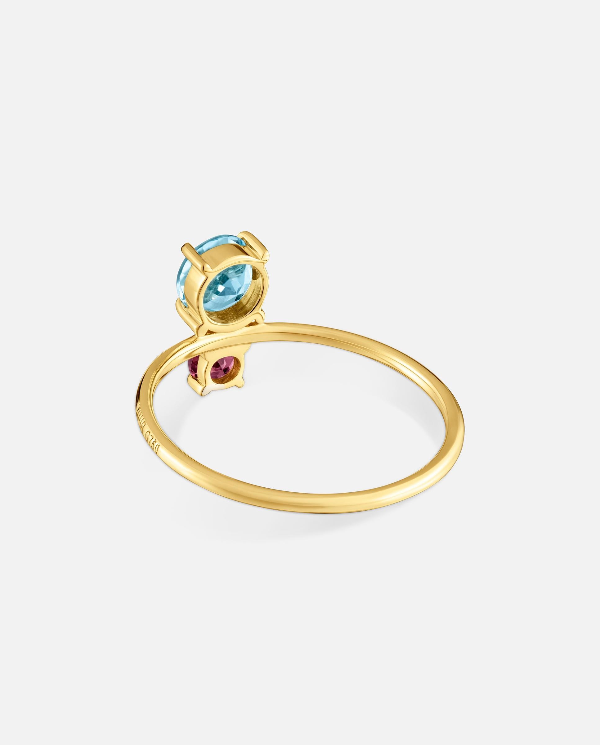 Anel de Ouro 18 Kt com Rodolita e Topázio Ivette Multicolor-3