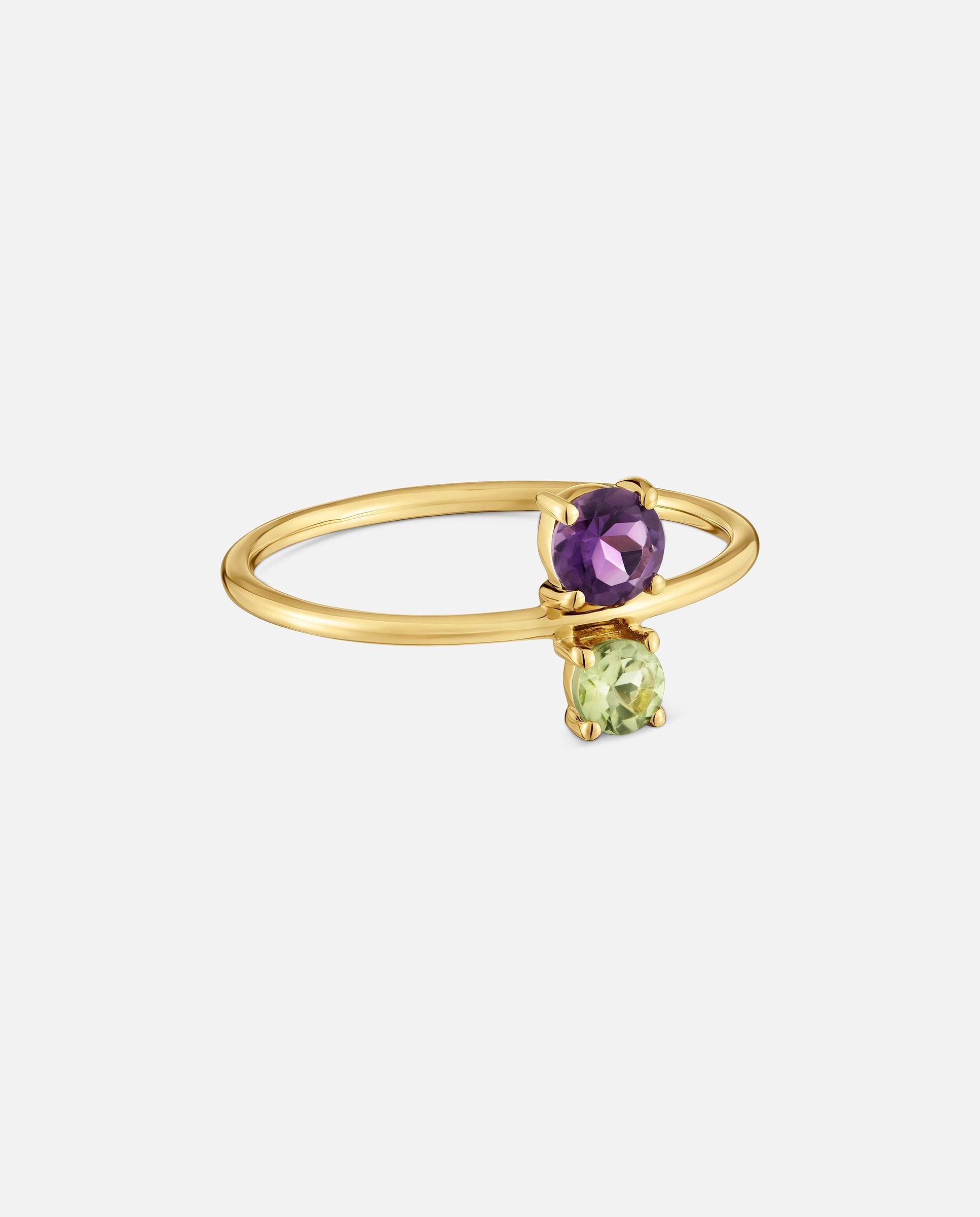 Anel de Ouro 18 Kt com Peridoto e Ametista Ivette Multicolor-2