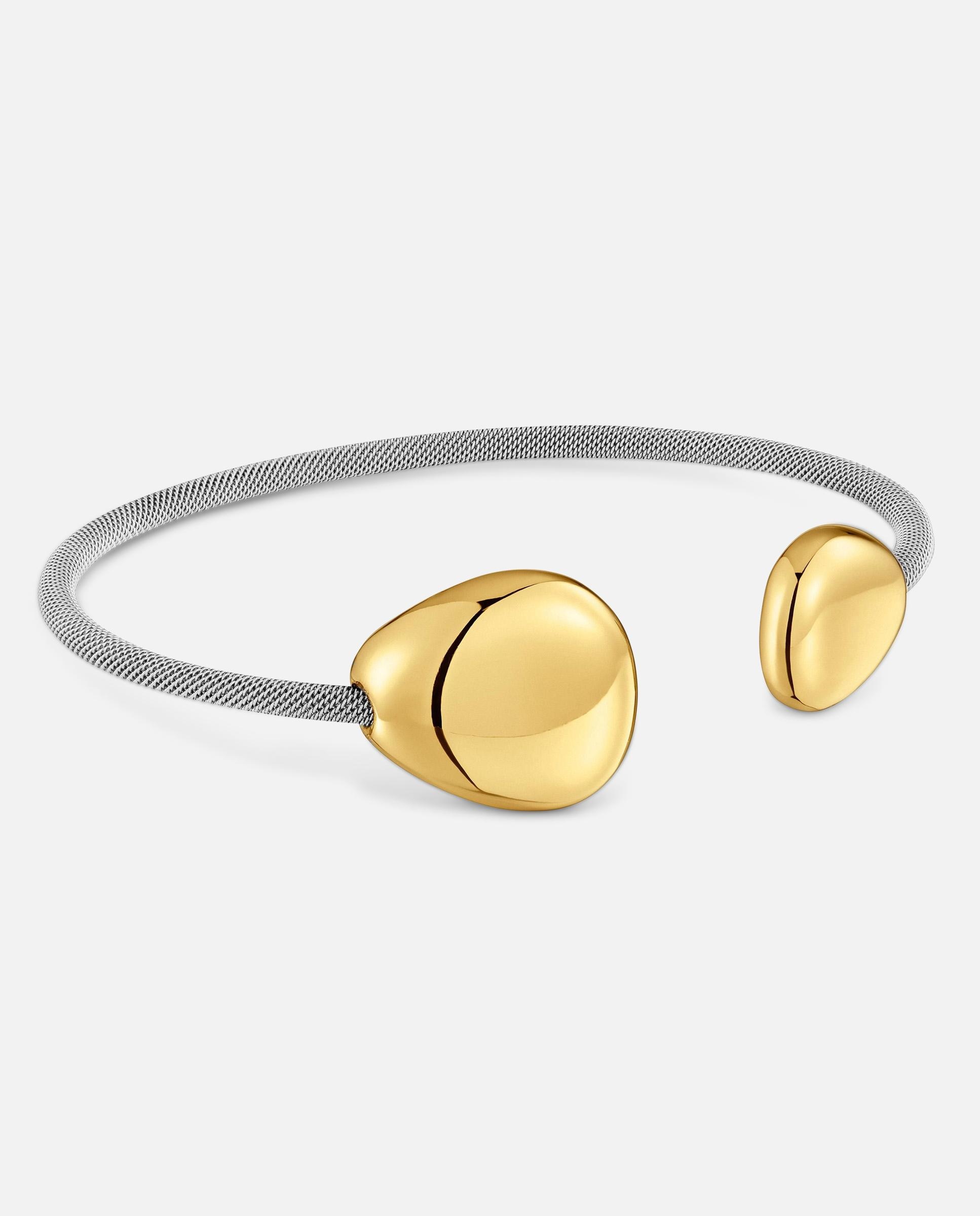 Imagem 0 de Pulseira Rígida Esclava de Aço e Ouro 9 Kt Tous Cool Stones