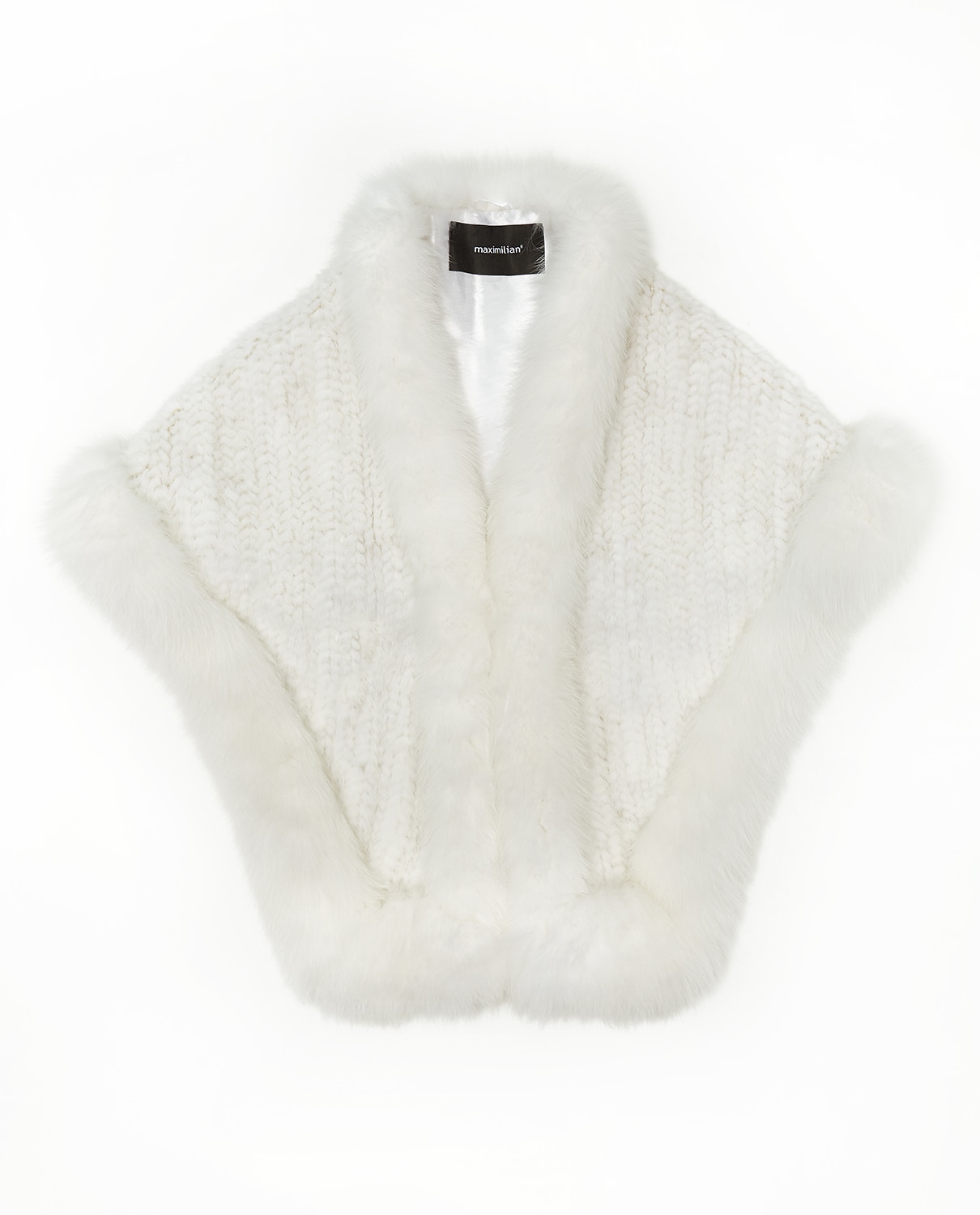 Estola em Pelo de Vison com Rebordos em Pelo de Raposa em Branco Branco-5
