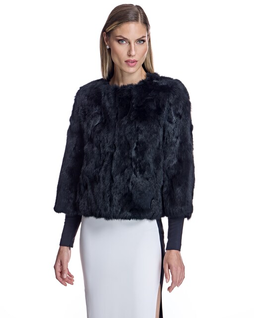 Imagem 0 de Casaco em Pelo de Retalhos de Rabbit com Manga 3/4