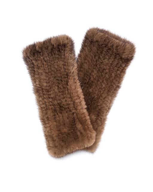 Imagem 0 de Luvas Luvas Tricotadas de Pelo de Vison em Castanho