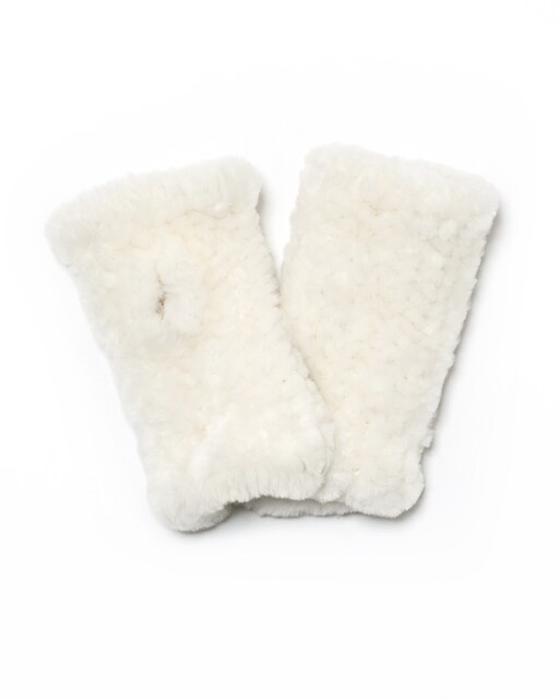 Imagem 0 de Luvas Tricotadas de Pelo de Cordeiro em Branco