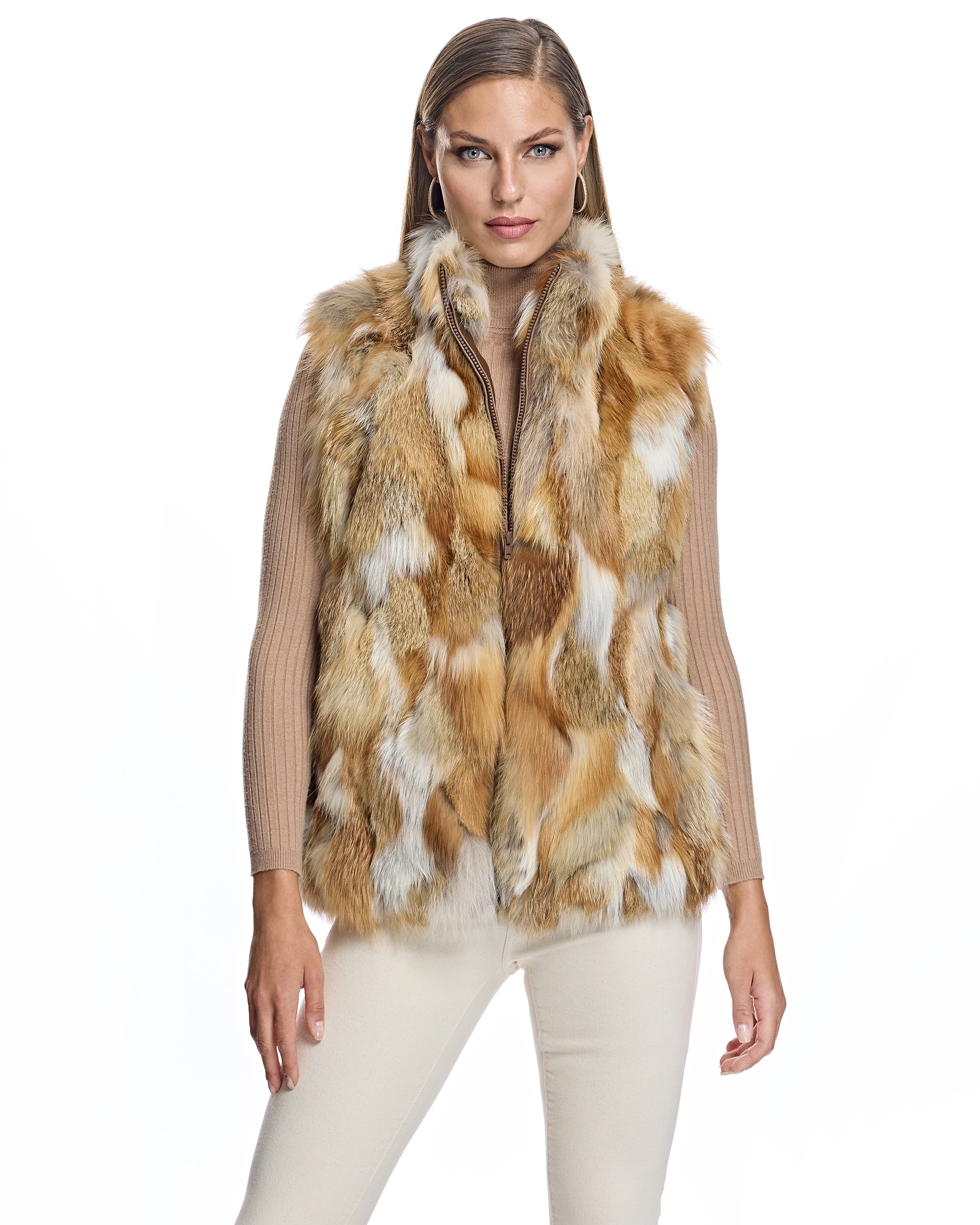 Imagem 0 de Colete em Pelo de Fox com Fecho Zip