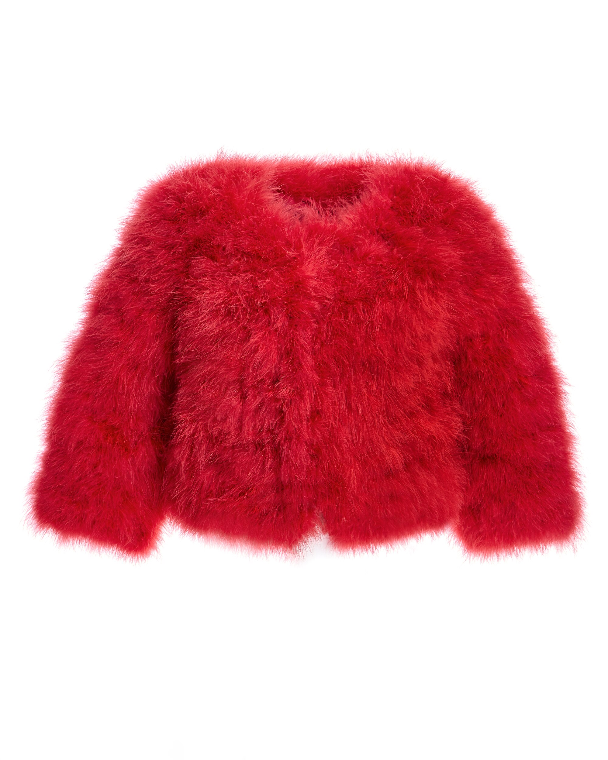 Bolero de Plumas de Marabú com Manga 3/4 Vermelho-5