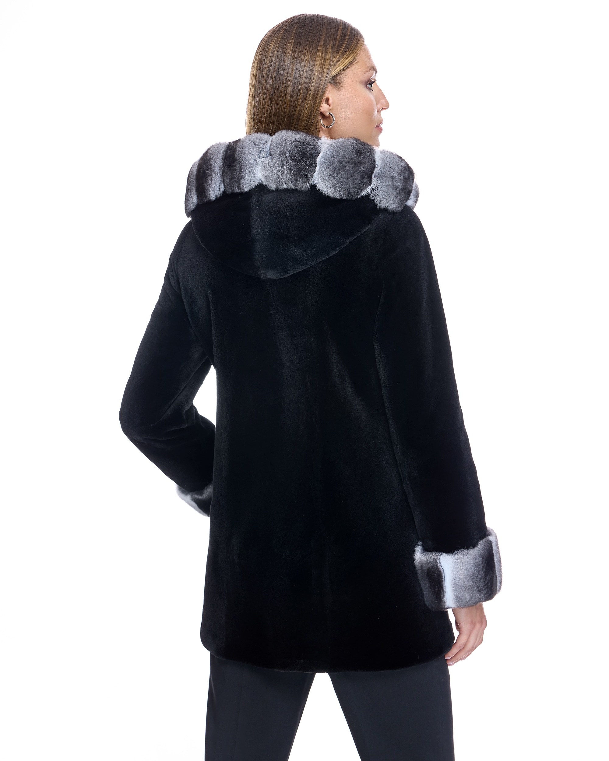 Camisola com Capuz e Fecho Zip Preto / Cinzento-3