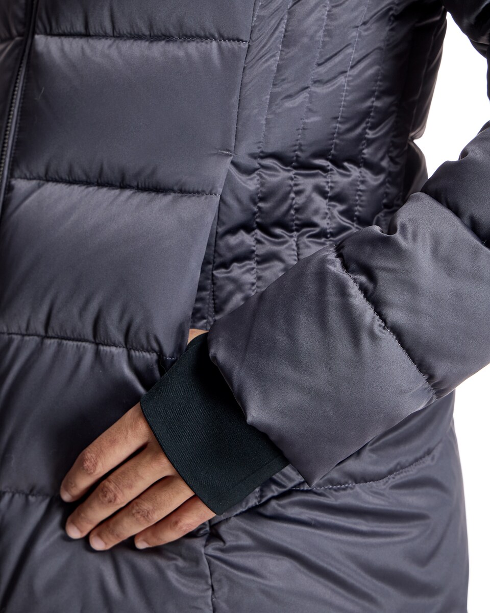 Blusão Acolchoado com Capuz Debruado em Raposa Cinzento-escuro-6