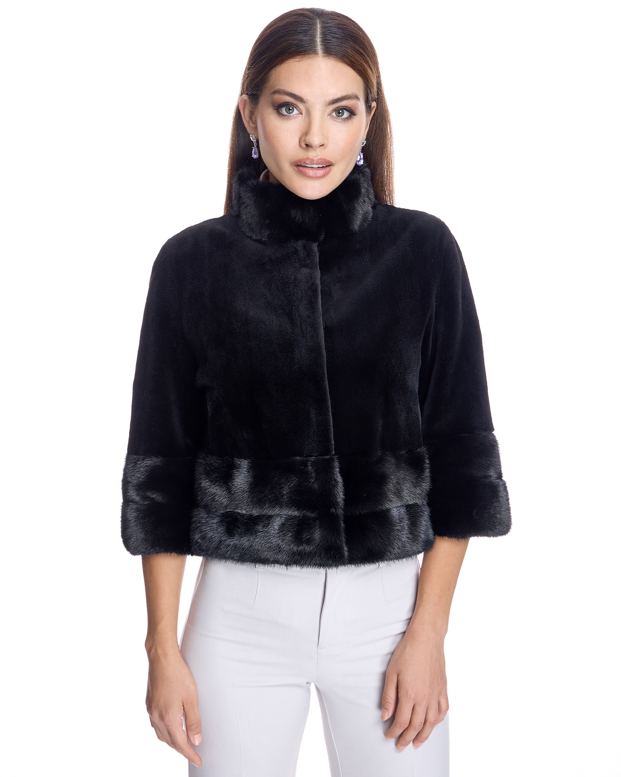 Imagem 0 de Casaco em Pelo de Vison com Gola Alta