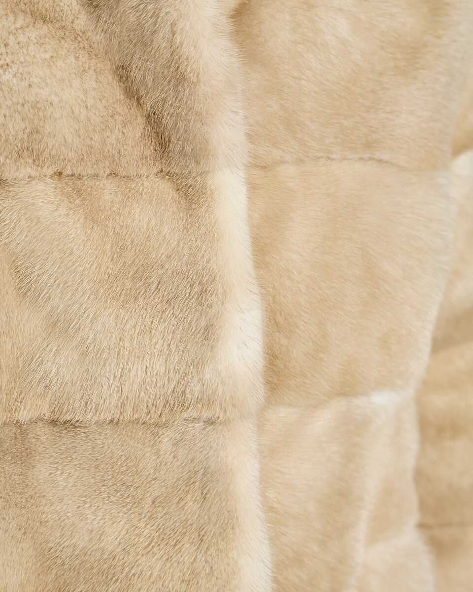 Casaco em Pelo de Vison Horizontal Bege-6