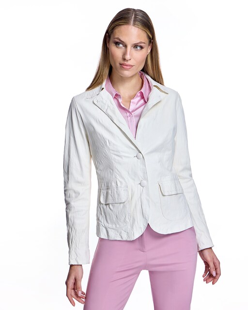 Imagem 0 de Blazer de Couro com Lapela e Botões