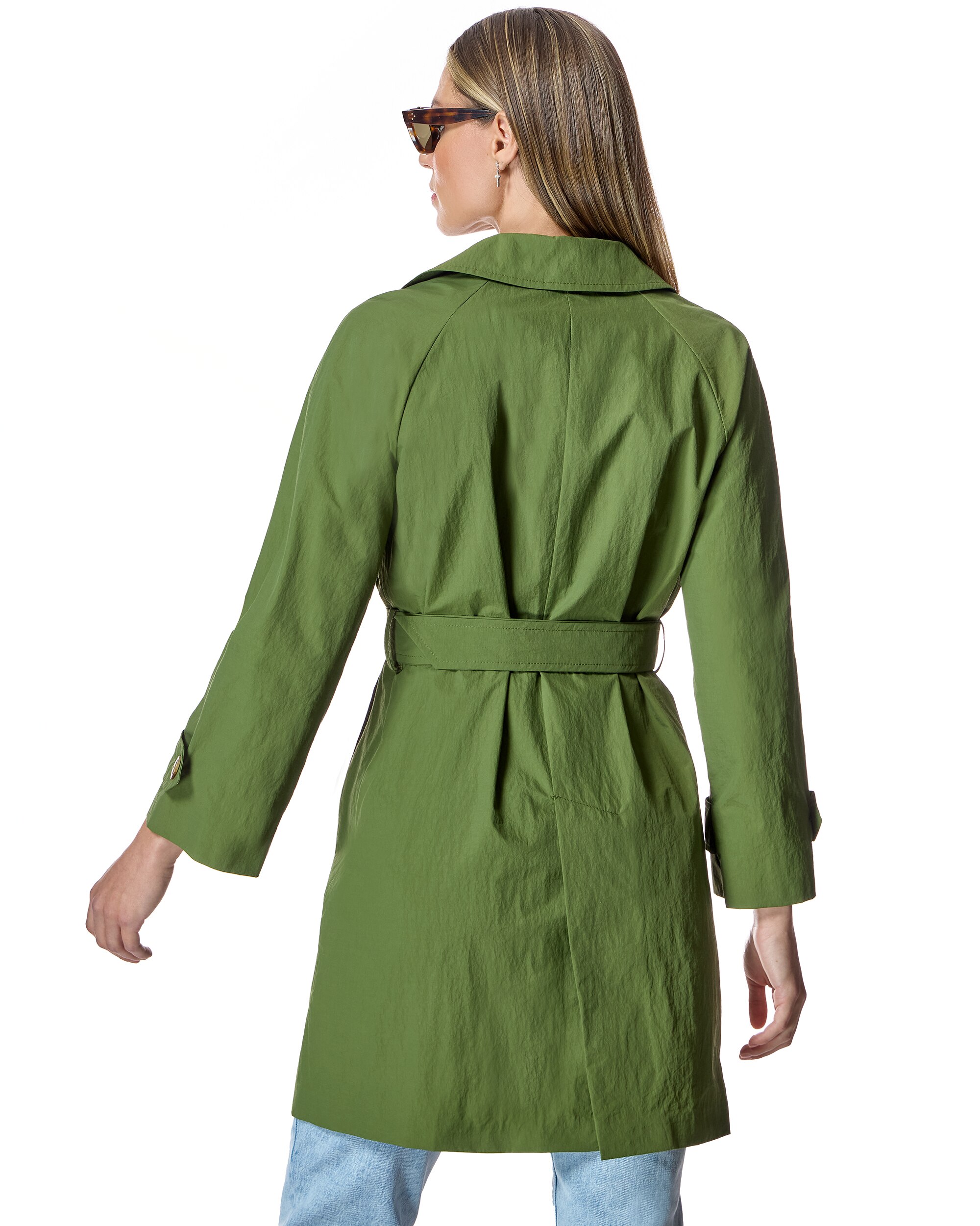 Trench Midi com Gola Tipo Camisa e Cinto Verde Azeitona-3