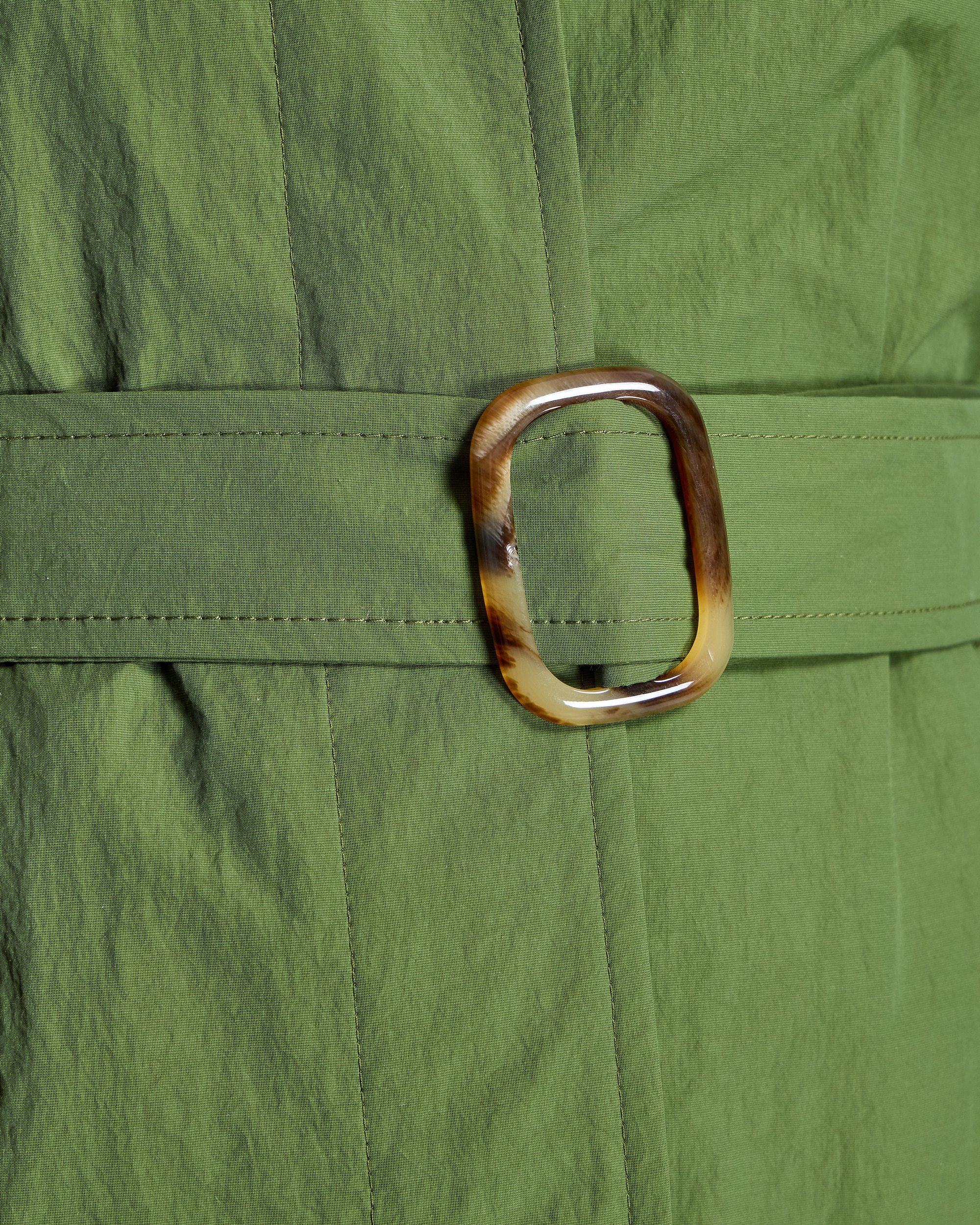 Trench Midi com Gola Tipo Camisa e Cinto Verde Azeitona-6