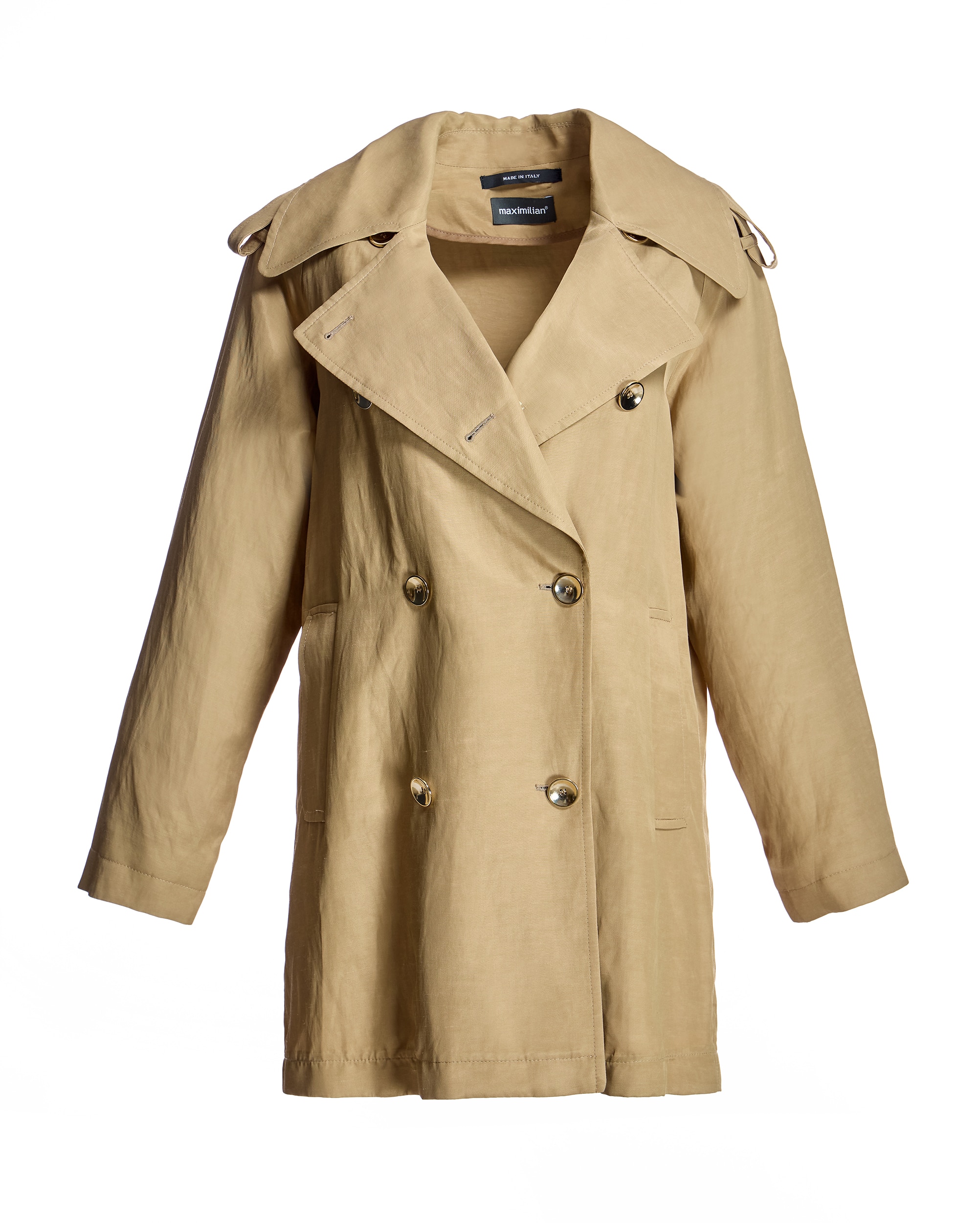 Trench Midi com Gola Lapela e Botões Duplos Camel-5