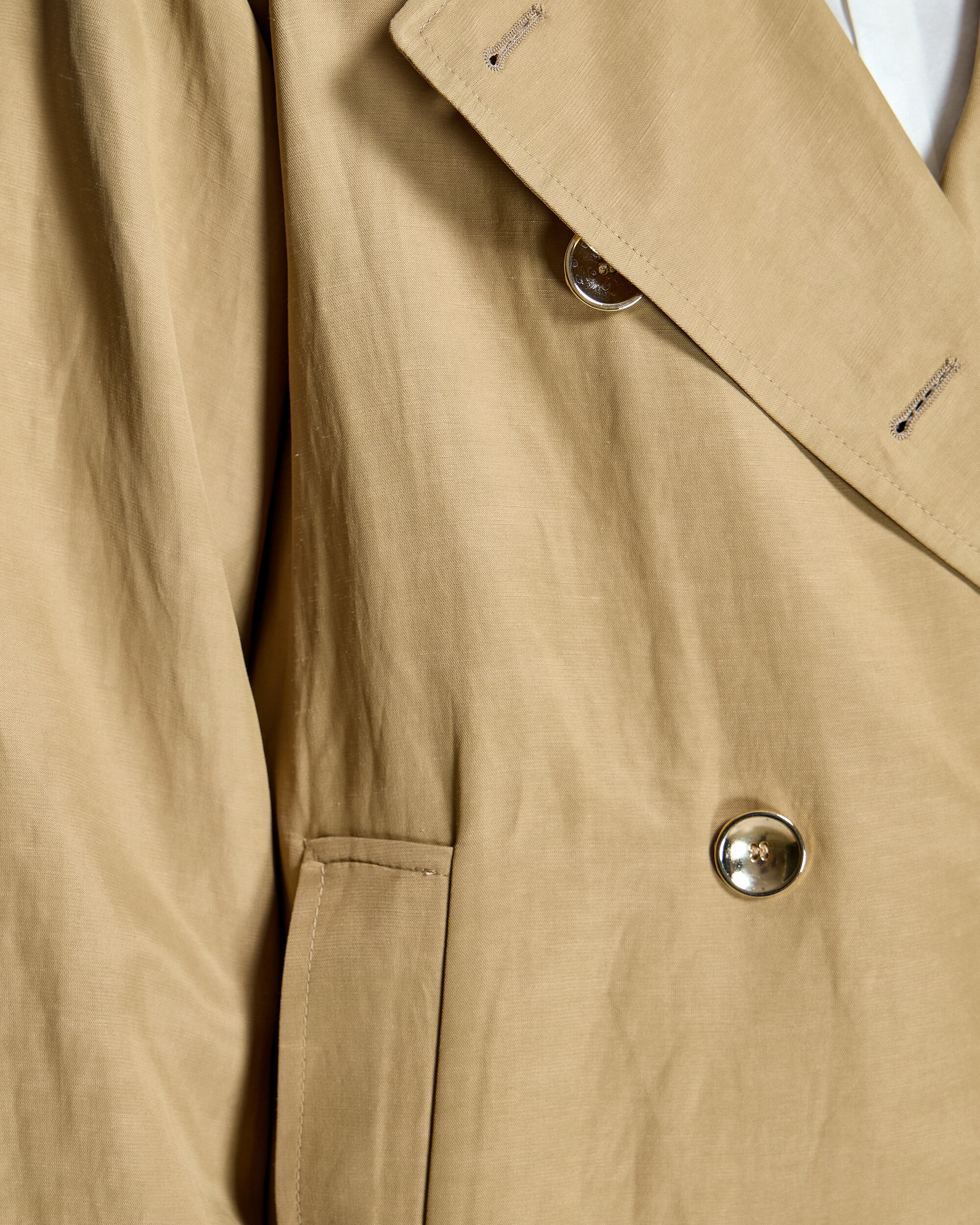 Trench Midi com Gola Lapela e Botões Duplos Camel-6