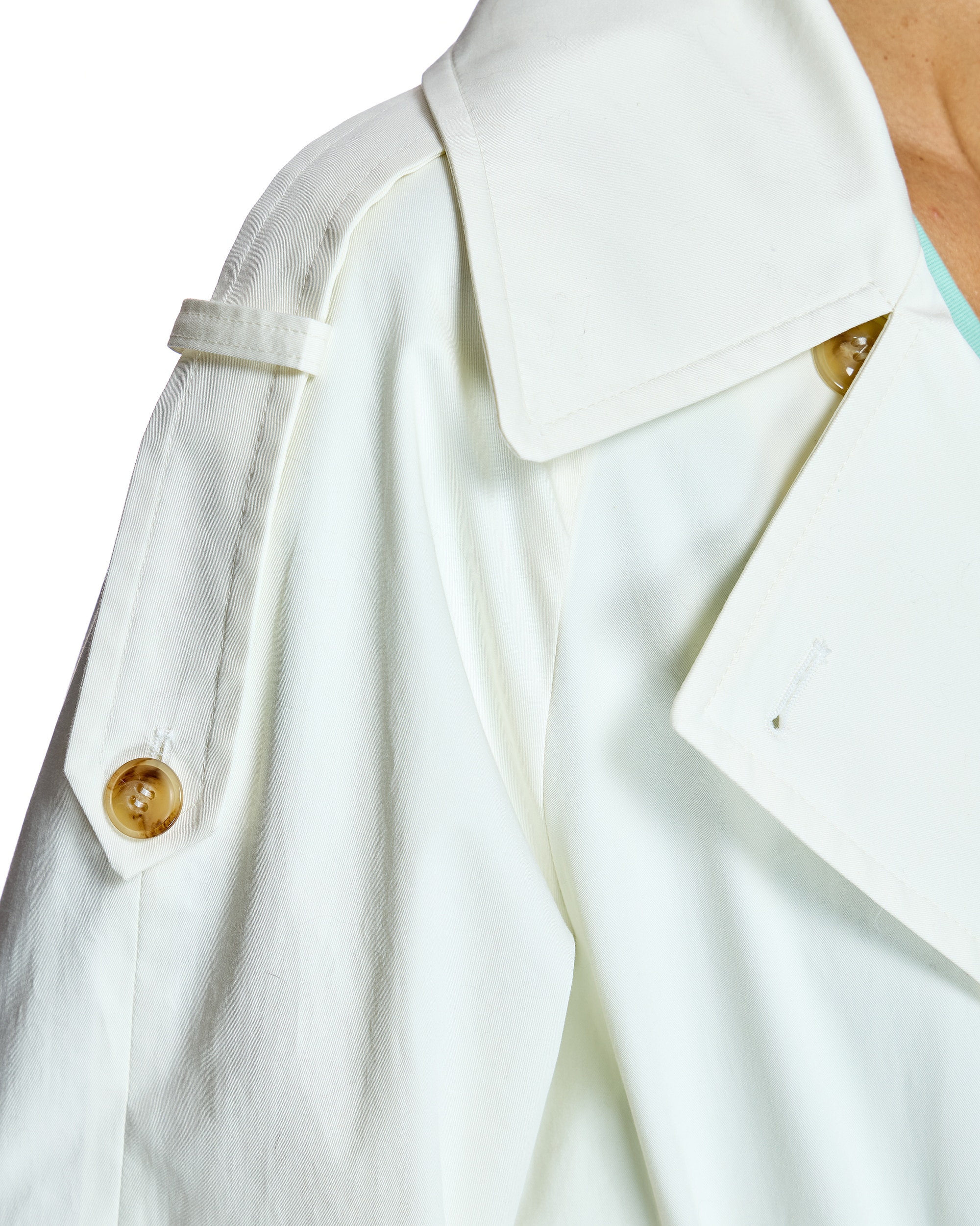 Trench com Gola Lapela e Botões Duplos Branco-6