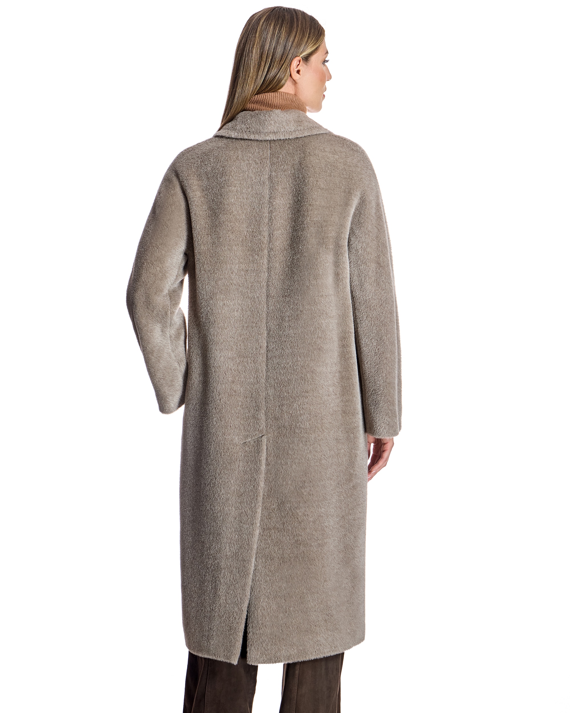 Sobretudo de Alpaca Suri e Lã Virgem com Gola Lapela Taupe-3