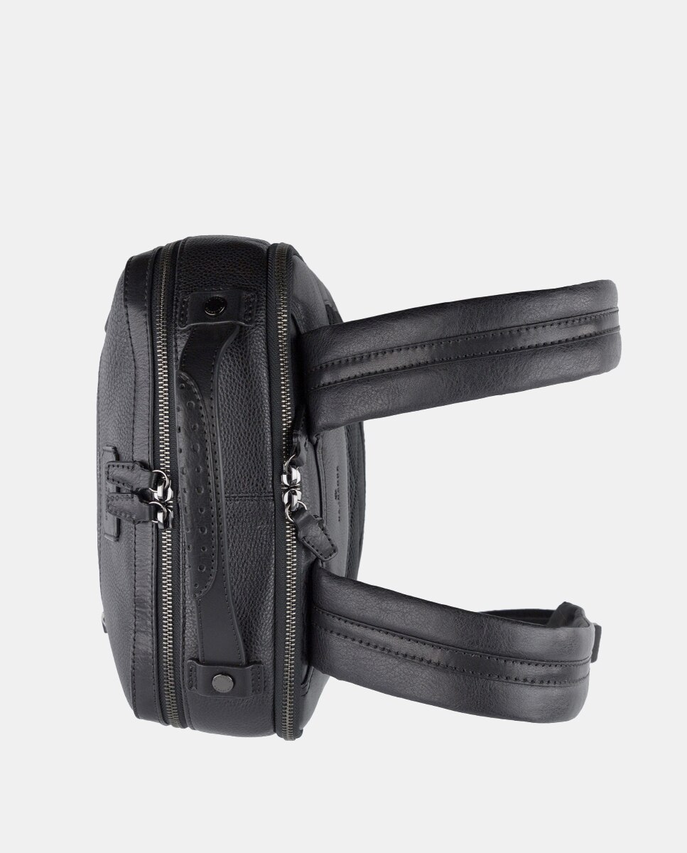 Mochila de Pele para Portátil Preto-3