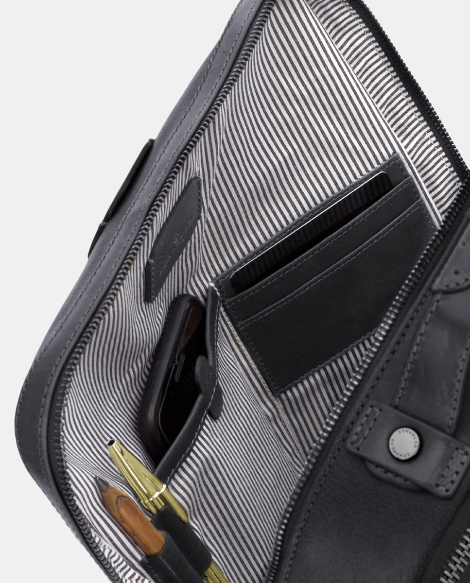 Mochila de Pele para Portátil Preto-4
