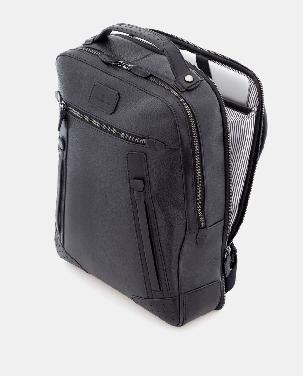 Mochila de Pele para Portátil Preto-5