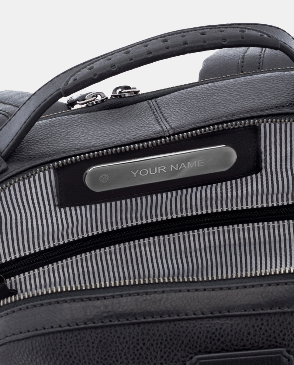 Mochila de Pele para Portátil Preto-6