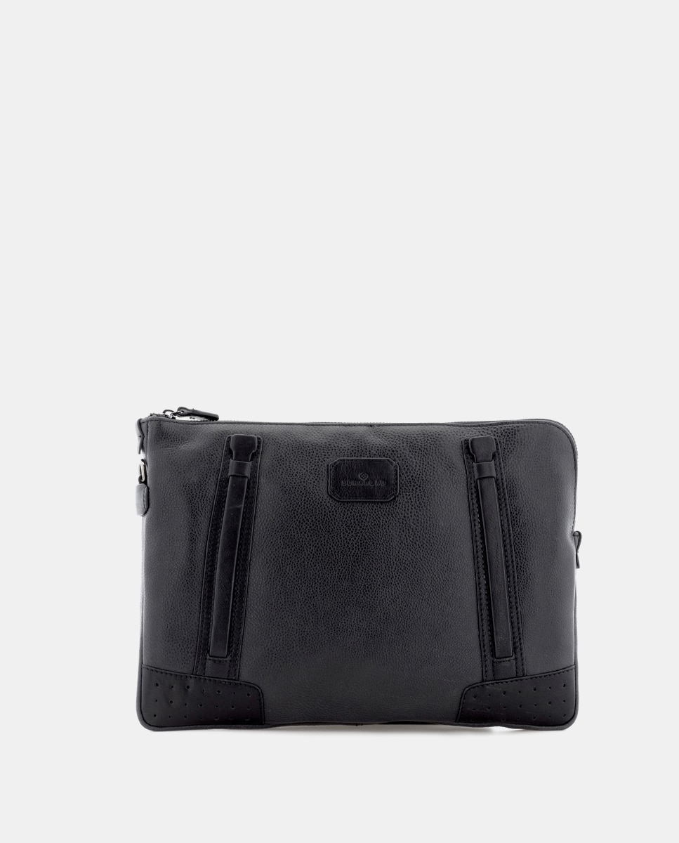 Portadocumentos de Pele com Tira de Mão Preto-1