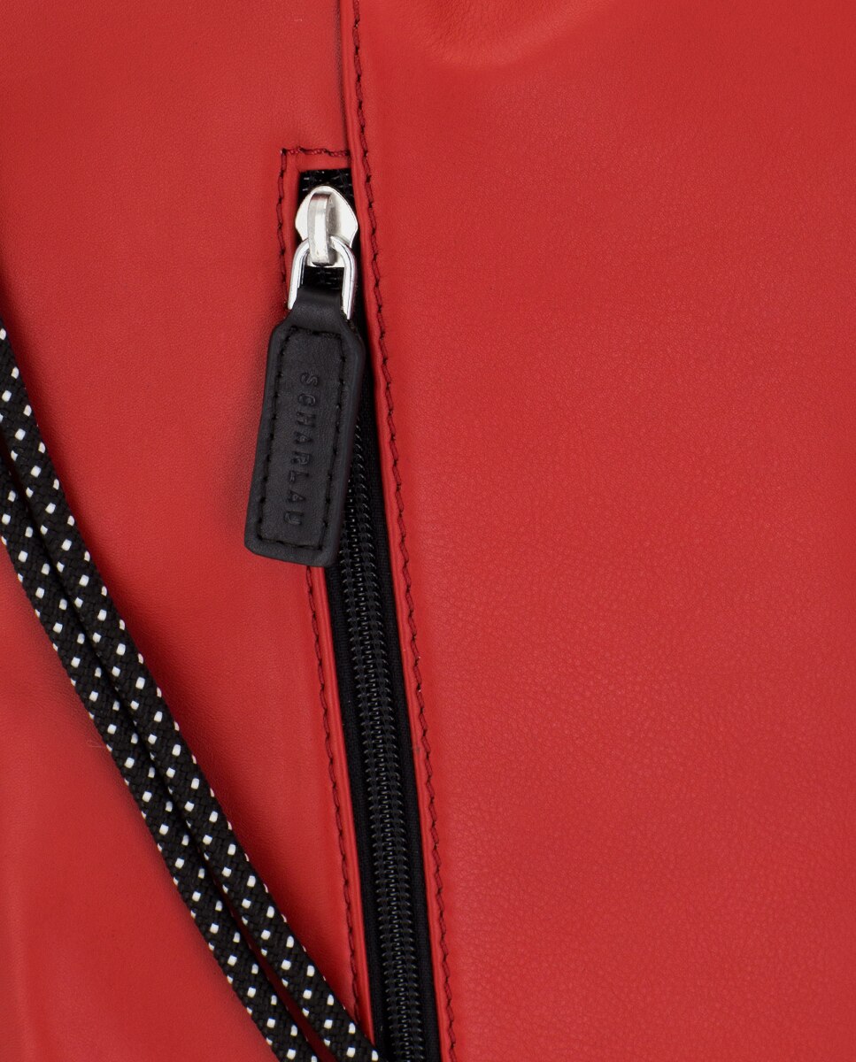 Mochila Fina de Pele Vermelho-3
