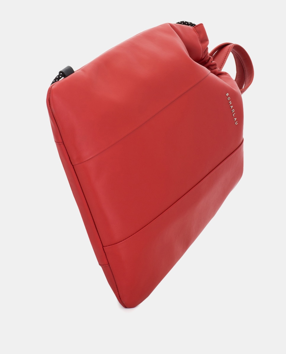 Mochila Fina de Pele Vermelho-5