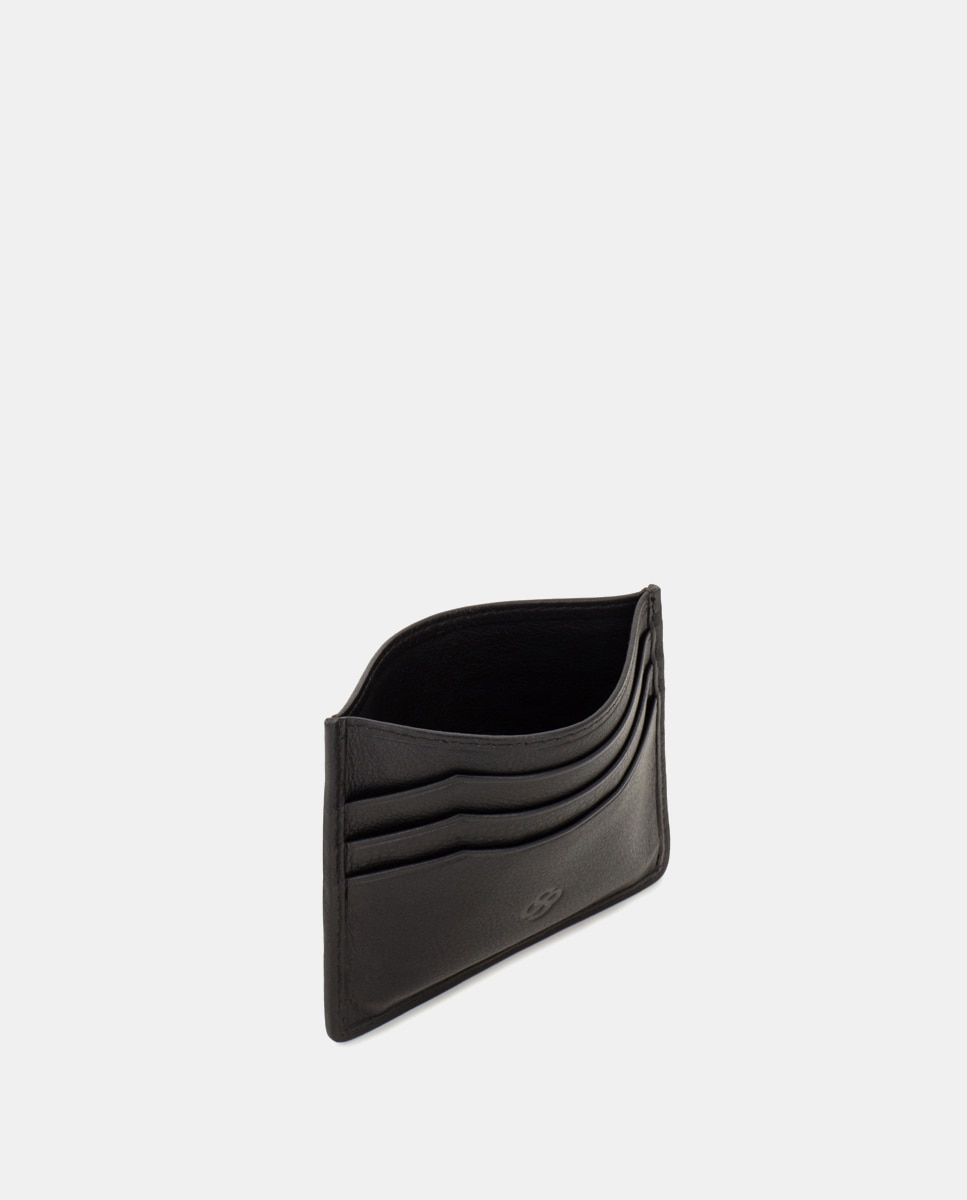 Porta-cartões de Pele Preto-4