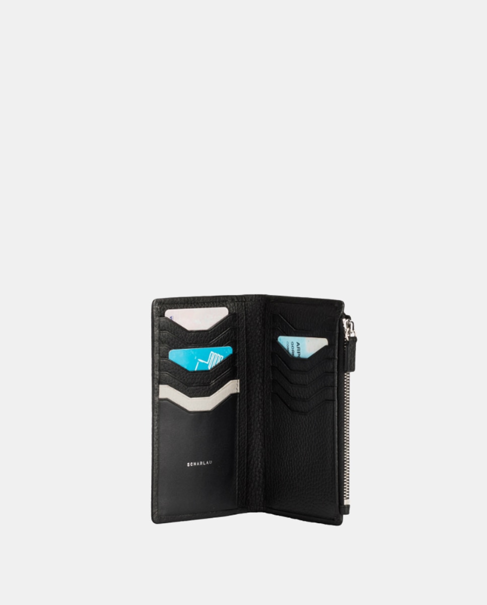 Carteira Antirroubo Vertical de Pele com Porta-moedas Preto-3