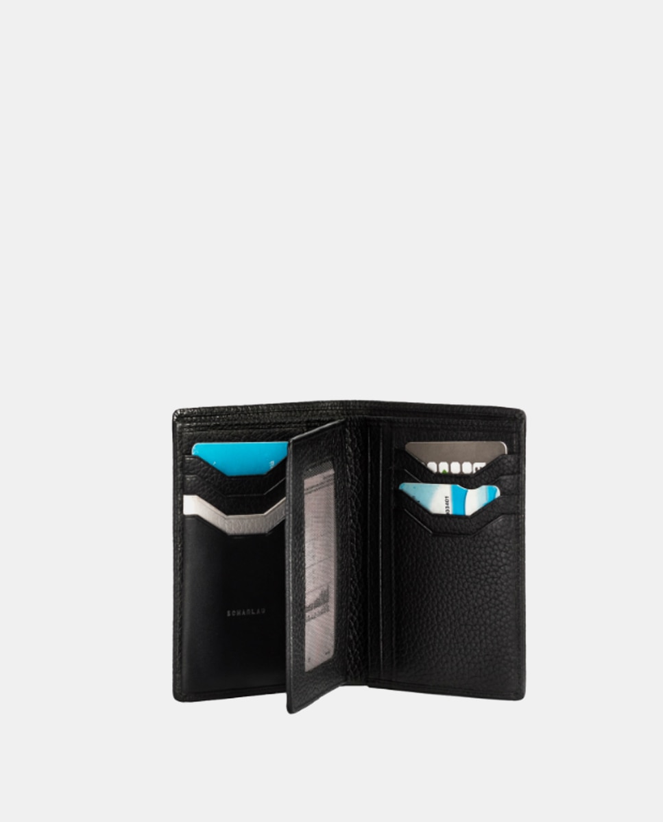 Carteira Vertical de Pele em Preto para 12 Cartões Cinzento-escuro-4