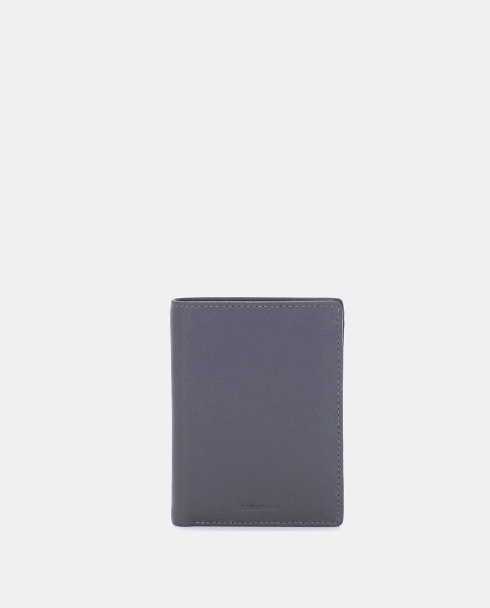 Carteira de Pele com Porta-moedas Cinzento-escuro-1