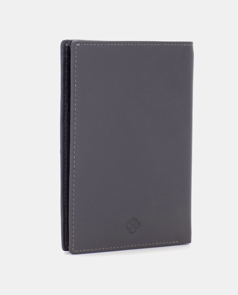 Carteira de Pele para Passaporte Cinzento-escuro-4