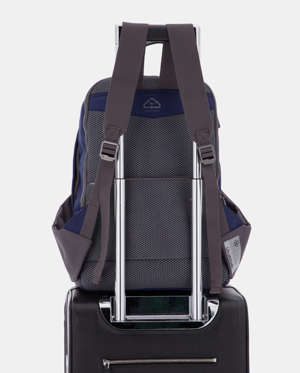 Mochila de Tecido Sustentável para Computador Portátil Azul / Cinzento-4