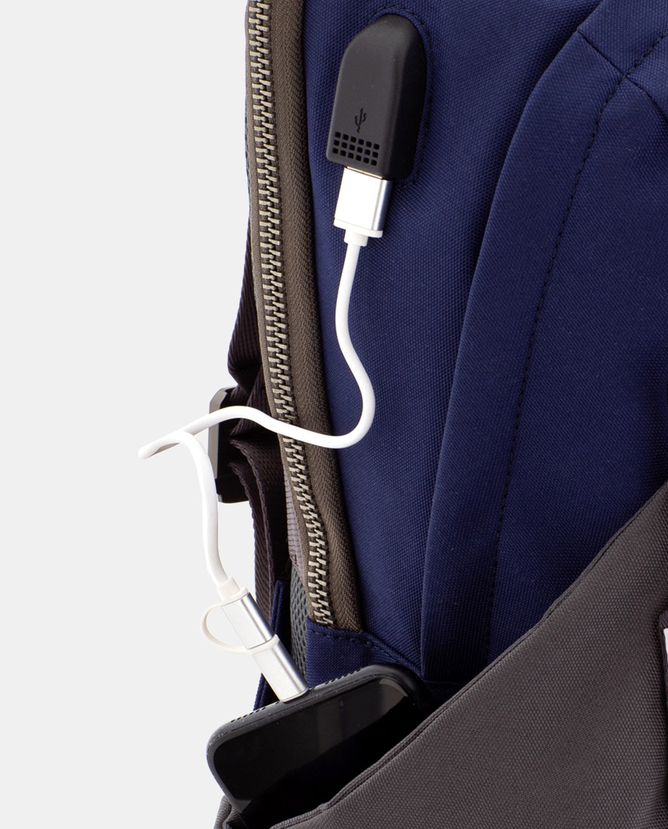 Mochila de Tecido Sustentável para Computador Portátil Azul / Cinzento-5