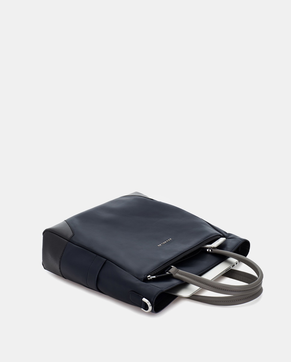 Mala de Pele para Computador Portátil Azul / Preto-3