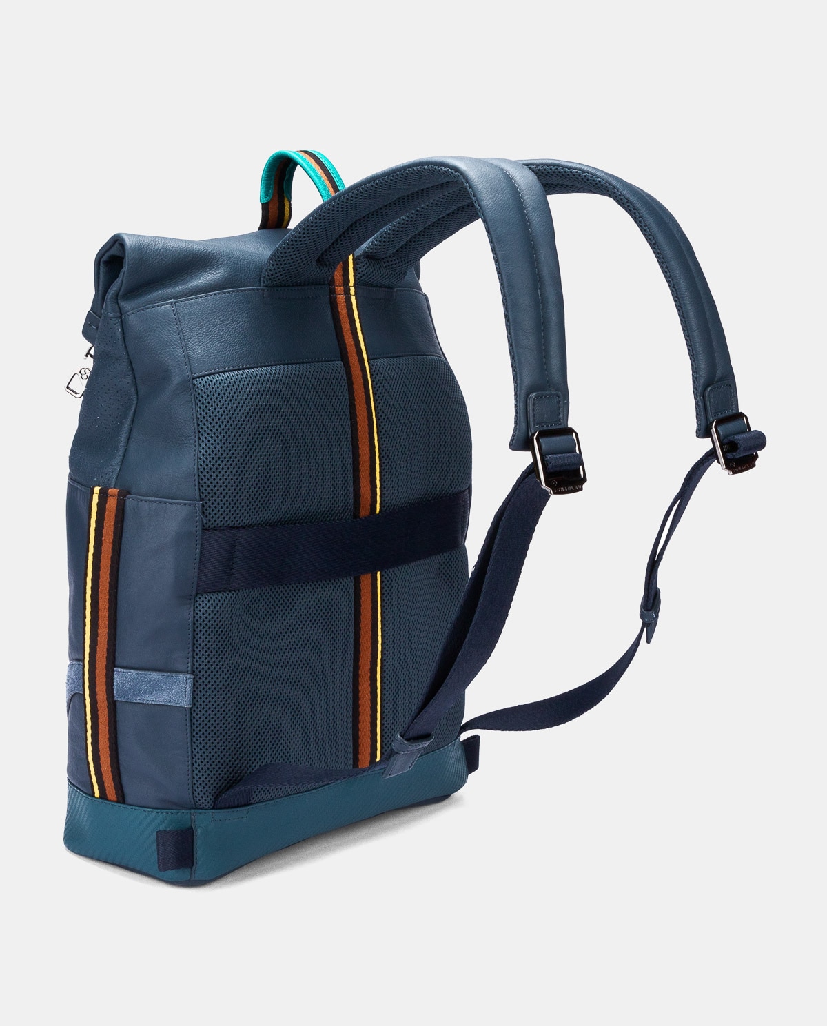 Mochila com Aba de Pele Azul-4