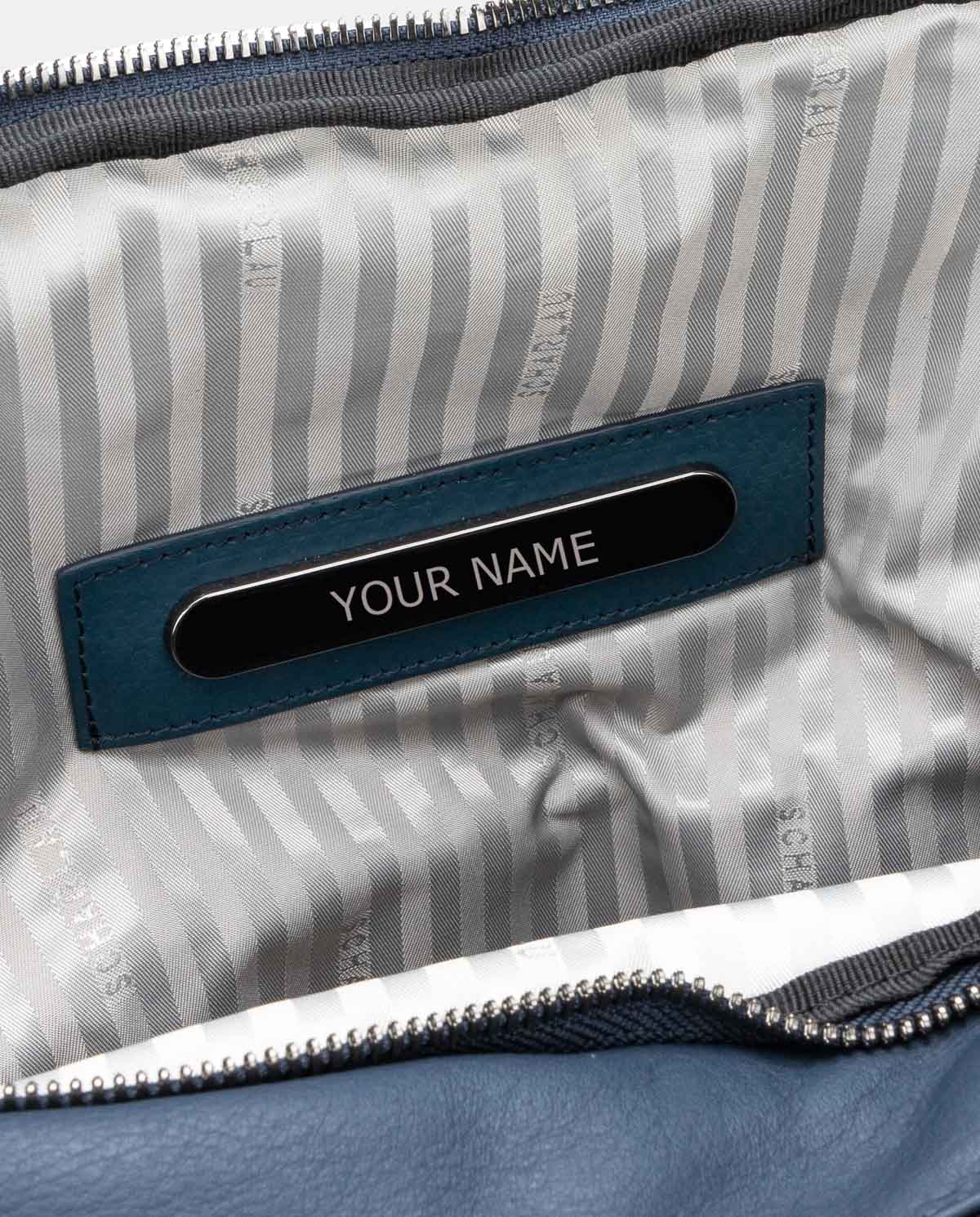 Mochila de Pele com Bolsos Laterais Azul-6