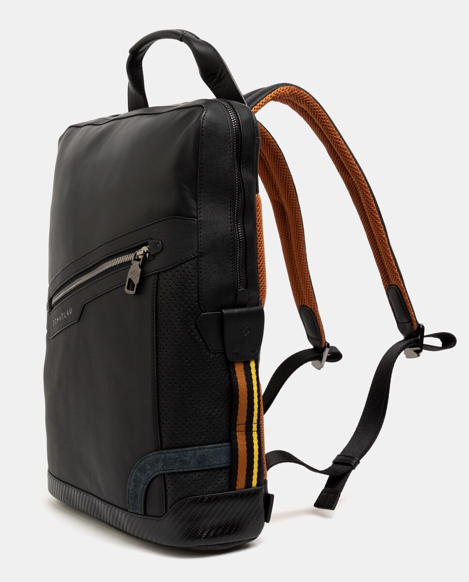 Mochila de Pele para Portátil Preto-3