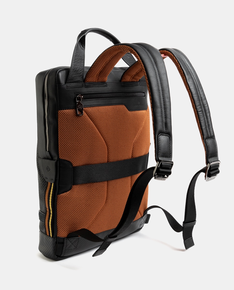Mochila de Pele para Portátil Preto-4