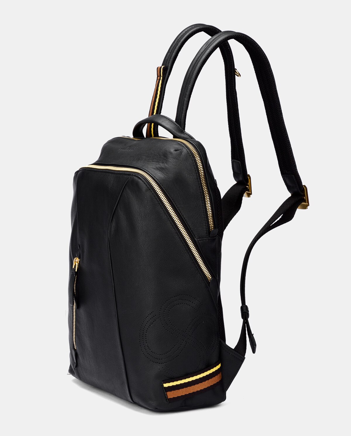 Mochila de Pele para Computador Portátil Preto-3
