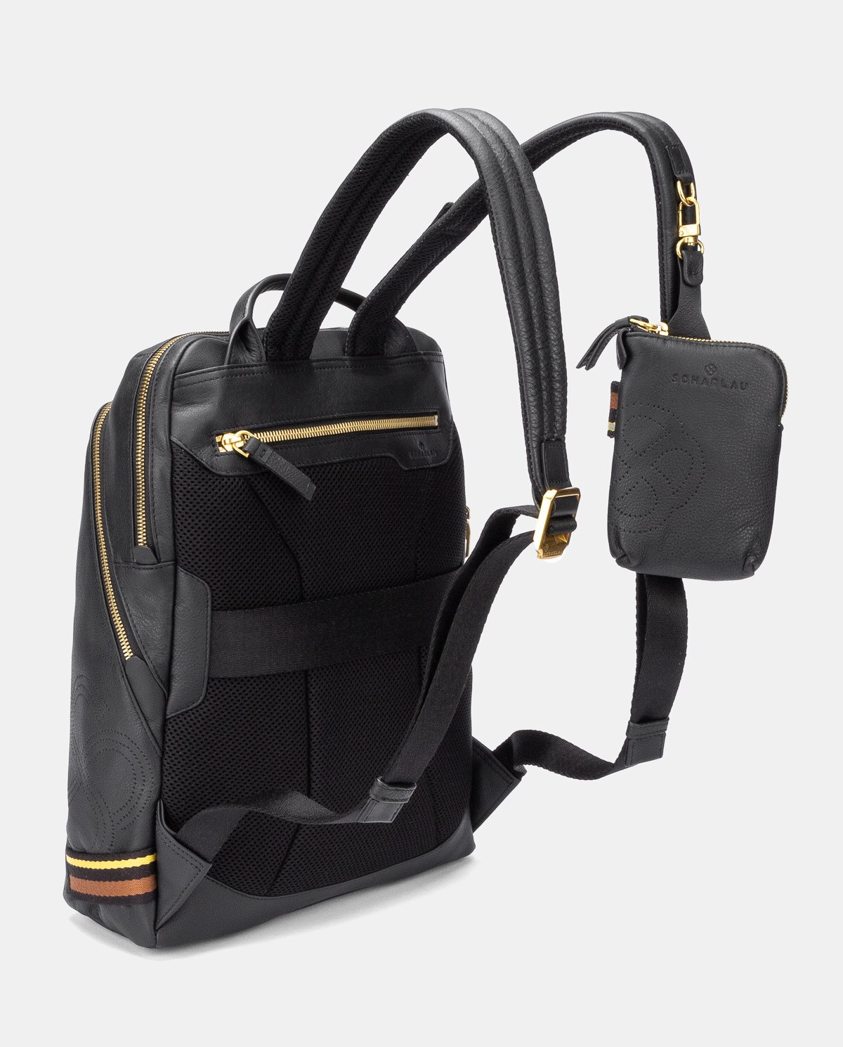 Mochila de Pele para Computador Portátil Preto-4