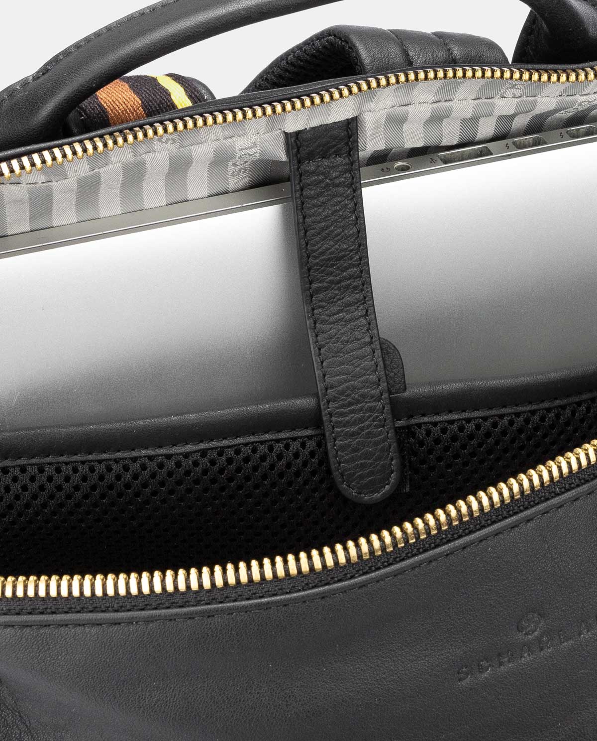 Mochila de Pele para Computador Portátil Preto-5