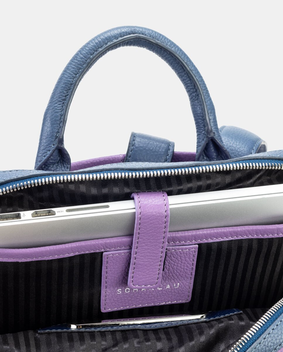 Mochila de Couro para Computador Portátil Lilás-6