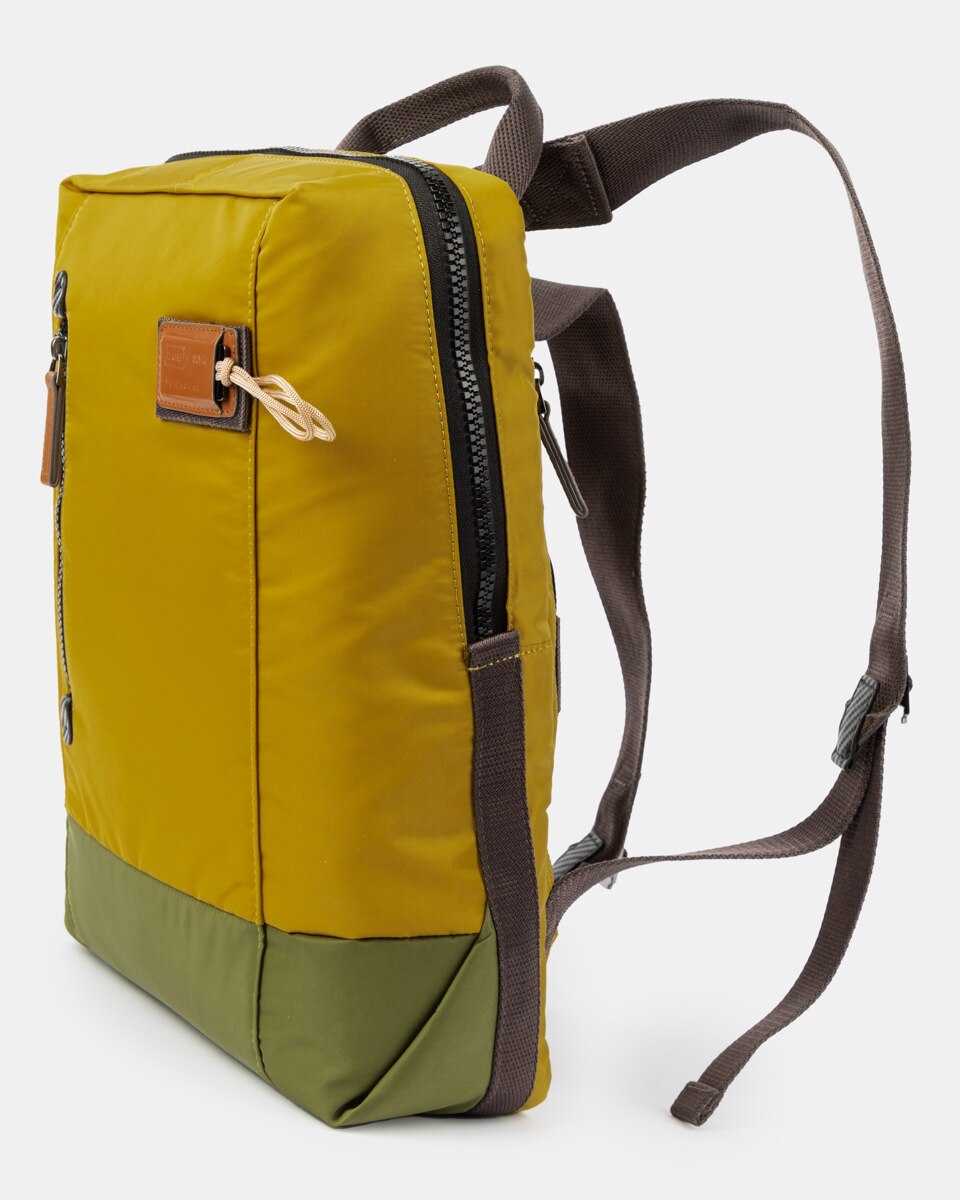 Mochila de Nylon Reciclado e Repelente À Água Mostarda-2