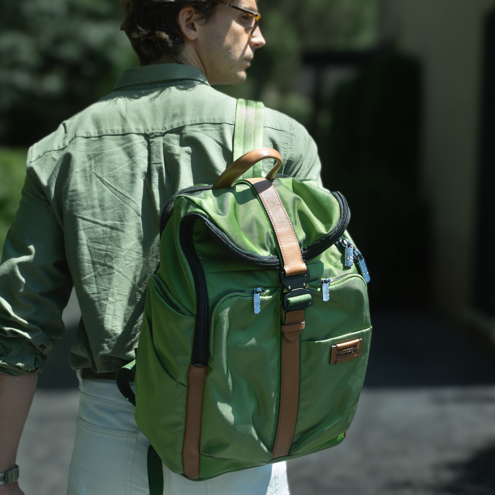 Mochila em Tecido - Laranja Verde-3